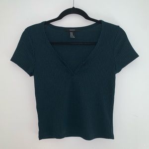 Forever 21 Green Notch Front Top